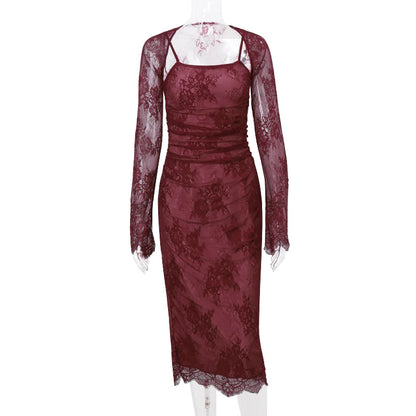 Elegant Red Spaghetti Strap Party Dress