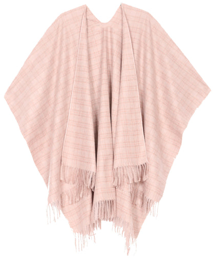 Sakkas Avi Women's Reversible Open Front Poncho Cardigan Ruana Cape Shawl W/Fringe