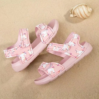 Trendy Girls Cartoon Print Non-Slip Summer Sandals