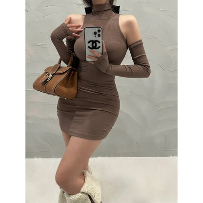Spring Sexy Turtleneck Halter Dress for Women