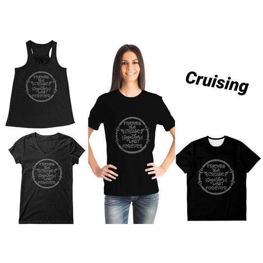 Rhinestone Cruising Tee Shirt Crew Neck, V Neck, Tank Top