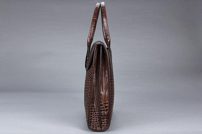 Exotic Croco Leather Laptop Bag - Luxury Genuine Cowhide for Stylish Women