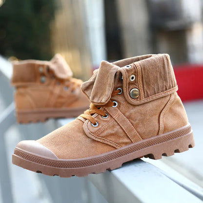 High-Top Canvas Platform Shoes