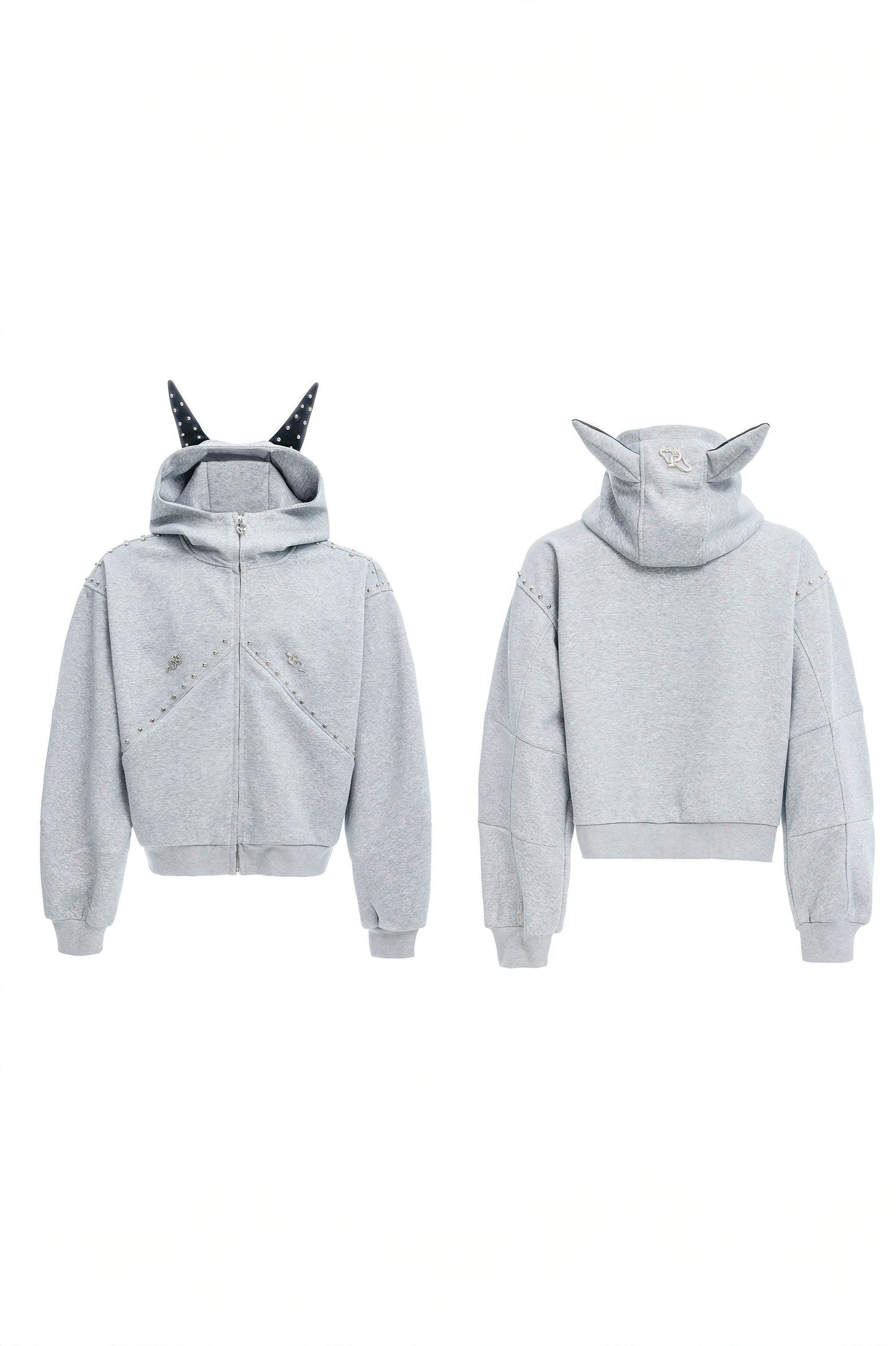 Doberman Dog Hooded Jacket with Rivet Accents