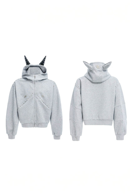 Doberman Dog Hooded Jacket with Rivet Accents