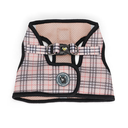 EcoBark Step In Dog Harness - Teacup & Small Breeds- Reflective Soft Mesh Harness for Teacup, Small Dogs and Puppies / Beige Plaid