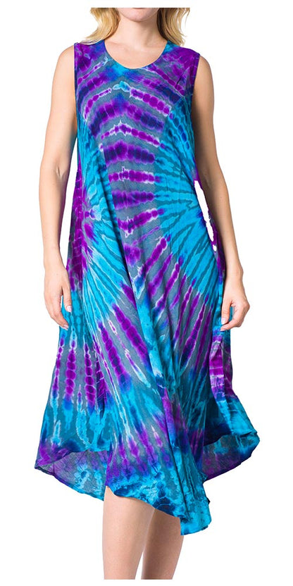 Sakkas Neja Women's Casual Maxi Summer Sleeveless Loose Fit Tie Dye Tank Dress