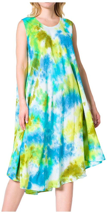 Sakkas Neja Women's Casual Maxi Summer Sleeveless Loose Fit Tie Dye Tank Dress