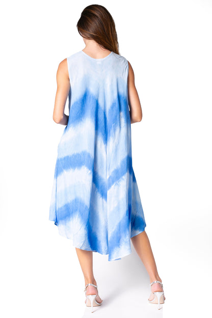 Sakkas Neja Women's Casual Maxi Summer Sleeveless Loose Fit Tie Dye Tank Dress