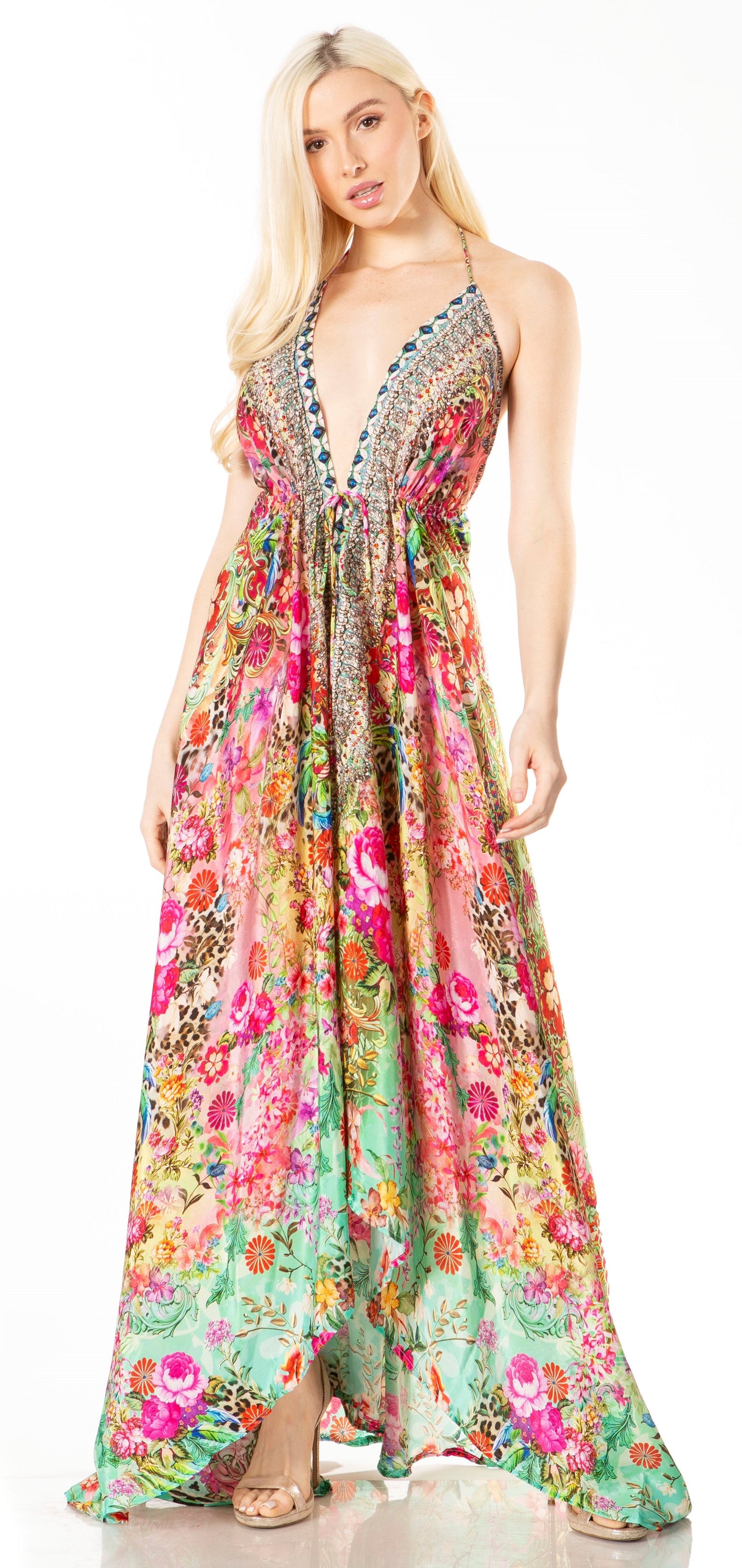 Sakkas Lizi 2 Women's High-Low Halter Maxi Dress for Beach and Vacation Parties