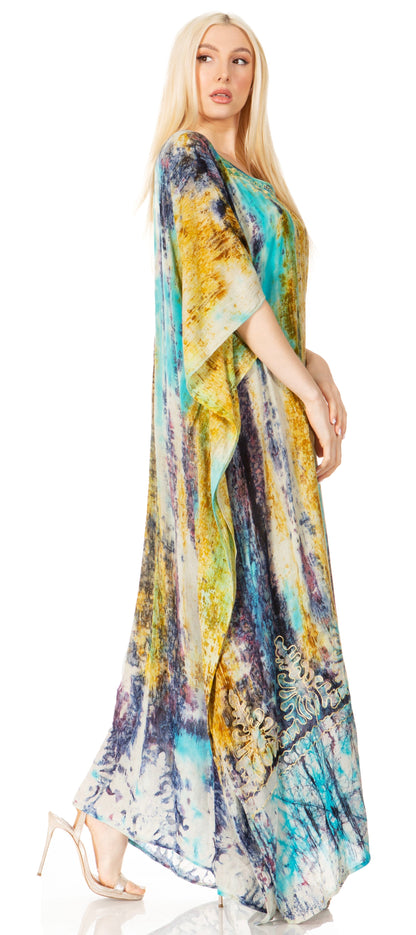 Sakkas Tacy Women's Boho Summer Maxi Dress for Casual or Lounge Wear