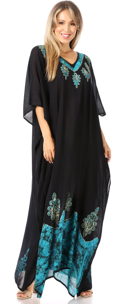 Sakkas Leonor Women's Boho Casual Long Maxi Caftan Dress Kaftan Cover-up LougeWear