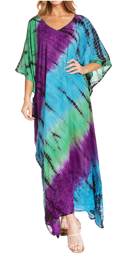 Sakkas Catia Women's Boho-Style Long Maxi Caftan for Lounging and Casual Wear