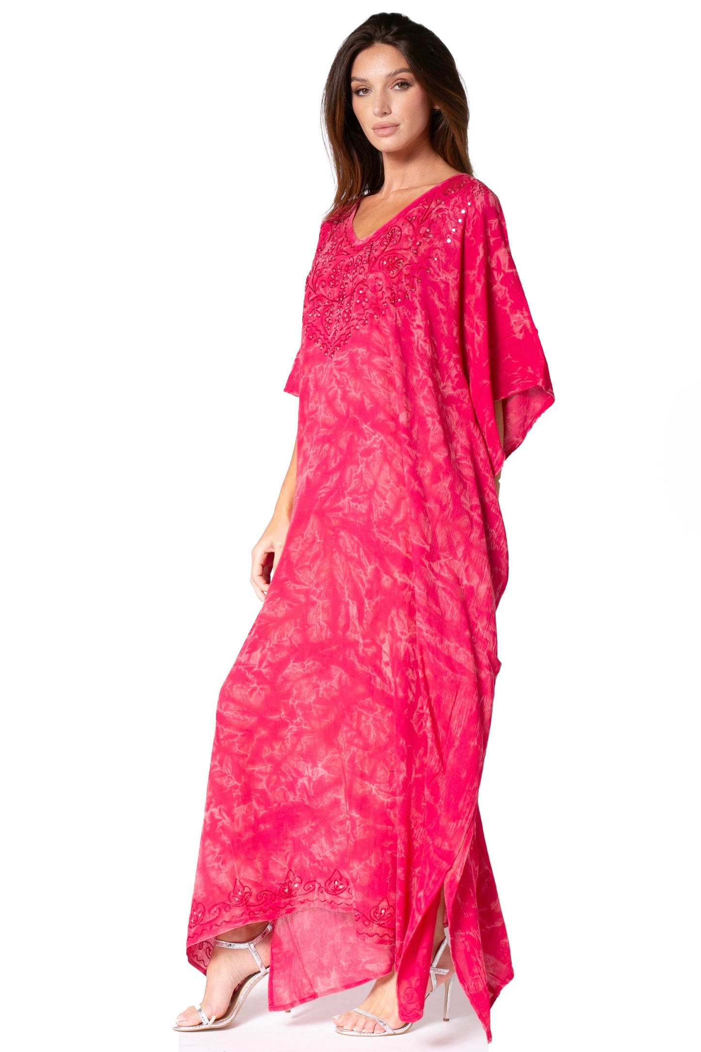 Sakkas Catia Women's Boho-Style Long Maxi Caftan for Lounging and Casual Wear