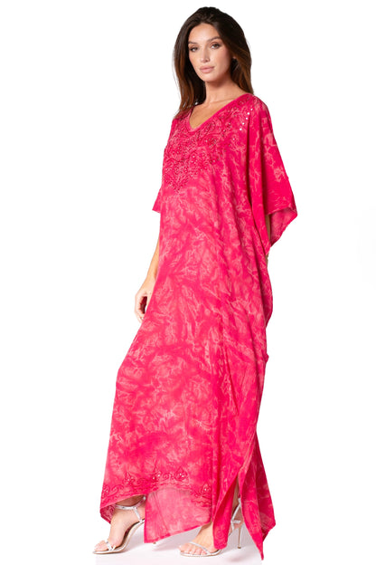 Sakkas Catia Women's Boho-Style Long Maxi Caftan for Lounging and Casual Wear