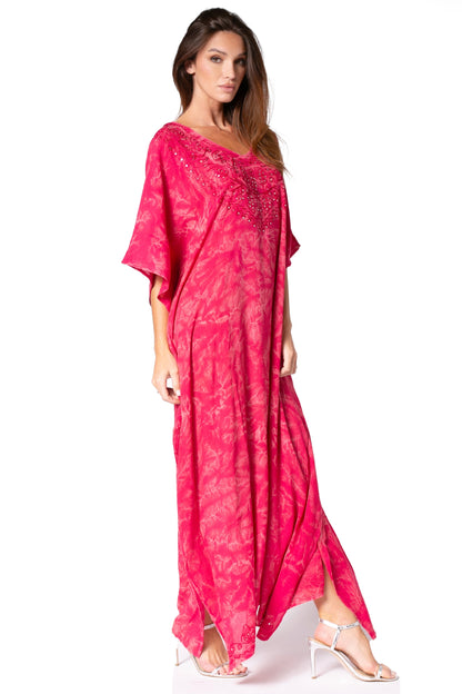 Sakkas Catia Women's Boho-Style Long Maxi Caftan for Lounging and Casual Wear