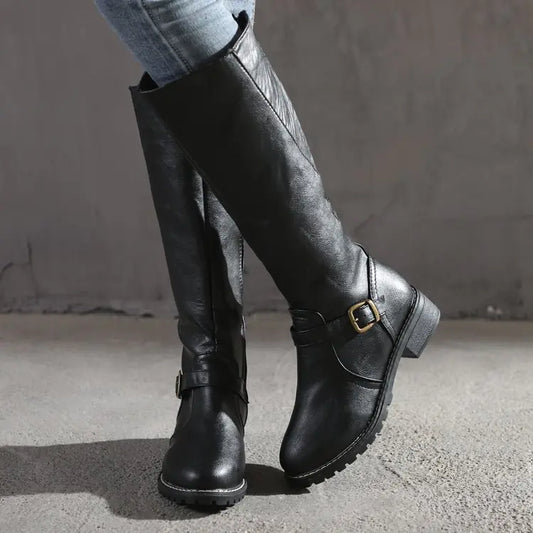 Women's Retro Knee-high Boots with Thick Heels