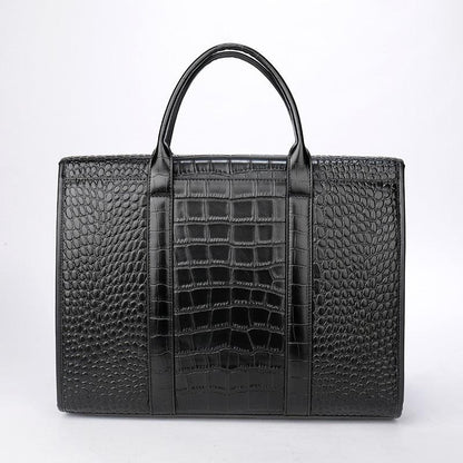 Exotic Croco Leather Laptop Bag - Luxury Genuine Cowhide for Stylish Women