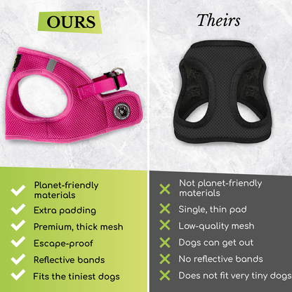 EcoBark Step In Dog Harness - Teacup & Small Breeds- Reflective Soft Mesh Harness for Teacup, Small Dogs and Puppies / Buffalo Plaid