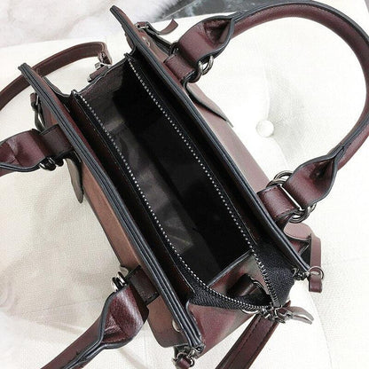 Vintage Leather Handbag Shoulder Bag | Luxury Handcrafted with Zipper Closure