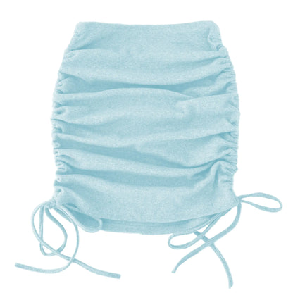 Women's Stretch Pleated Skirt with Drawstring Design