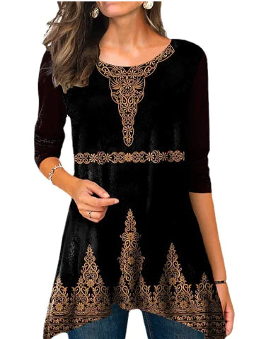 Plus Size Women's Floral Print Round Neck Dress