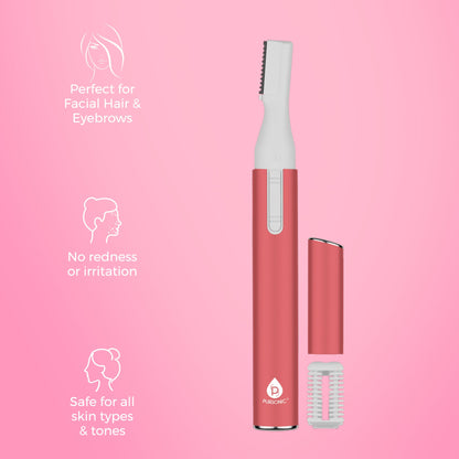 Precision Beauty Duo: Painless Electric Shaver - The Claudine Collection & Pursonic Facial Trimmer & Eyebrow Styling Kit