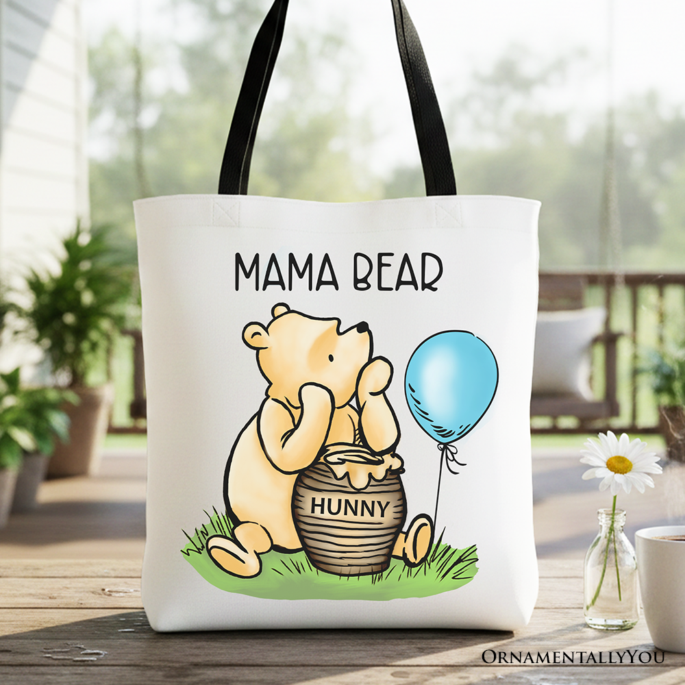 Charming Mama Bear Cute Canvas Tote Bag, Mom Gift Shopper