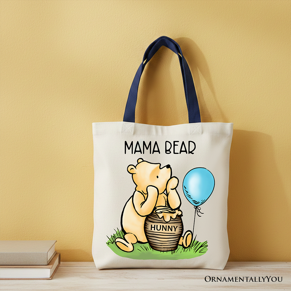 Charming Mama Bear Cute Canvas Tote Bag, Mom Gift Shopper
