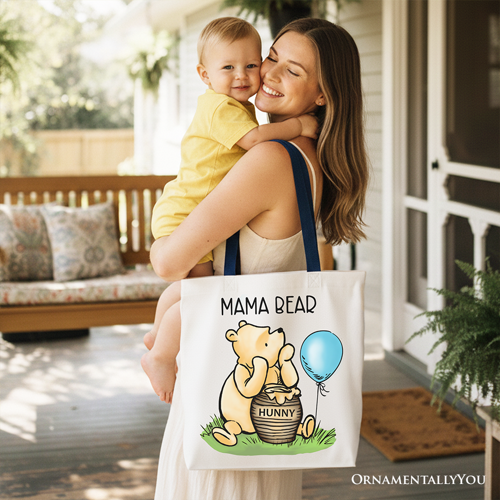 Charming Mama Bear Cute Canvas Tote Bag, Mom Gift Shopper