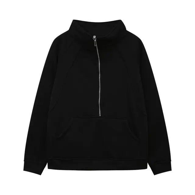Autumn/Winter Women's Plush Half Zipper Sweatshirt