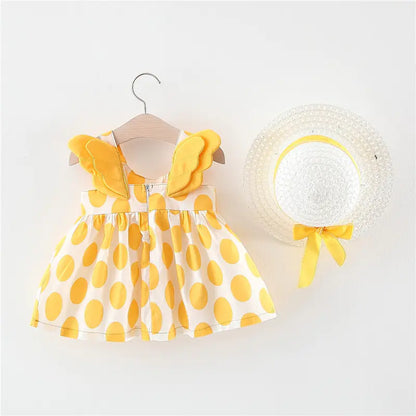 Summer Big Dot Wings Princess Dress with Hat