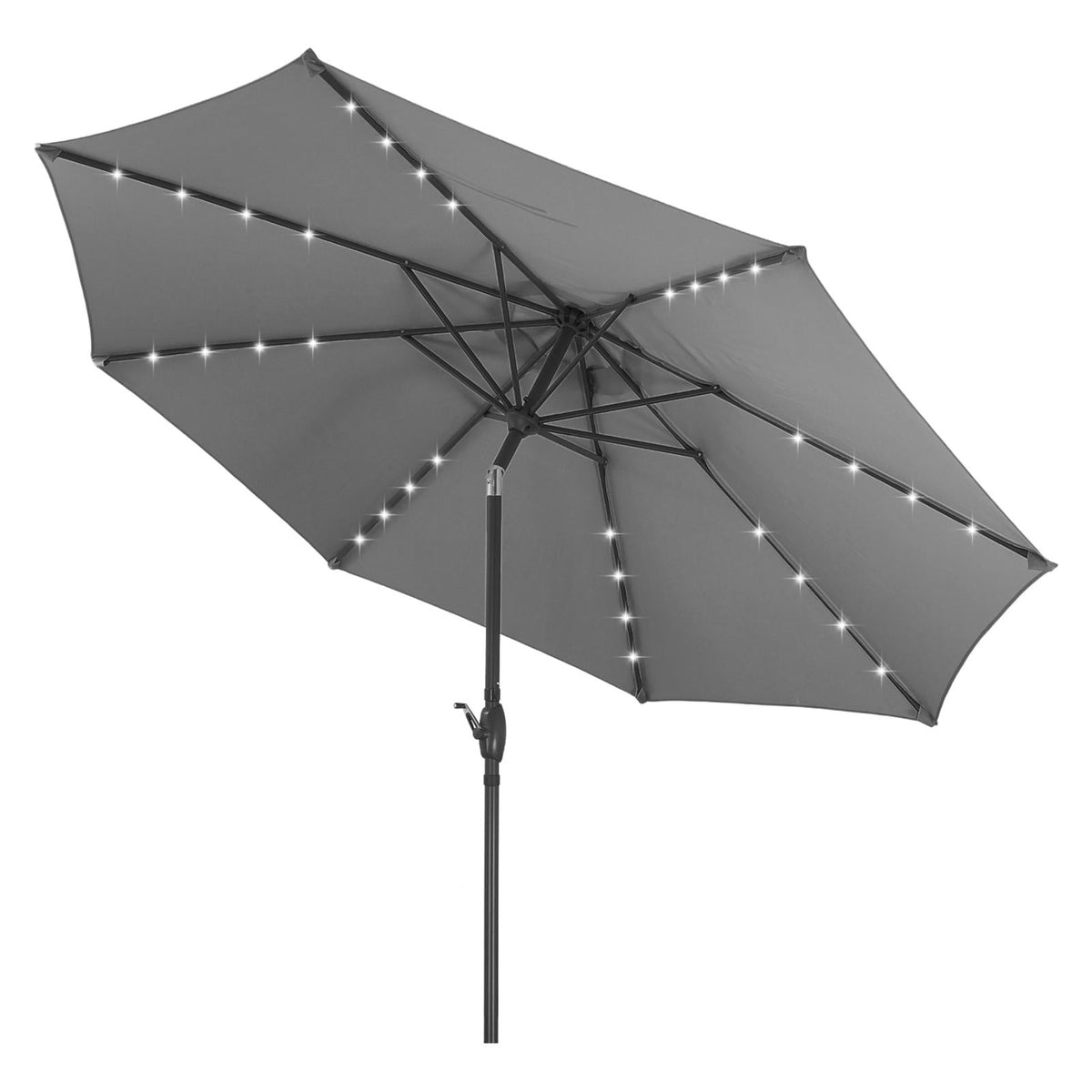 Ainfox 10ft Solar Patio Umbrella Outdoor Umbrella Market Umbrella for Backyard Deck Poolside With 32 LED Lights