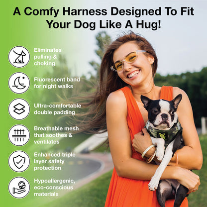 EcoBark Step In Dog Harness - Teacup & Small Breeds- Reflective Soft Mesh Harness for Teacup, Small Dogs and Puppies / Camouflage