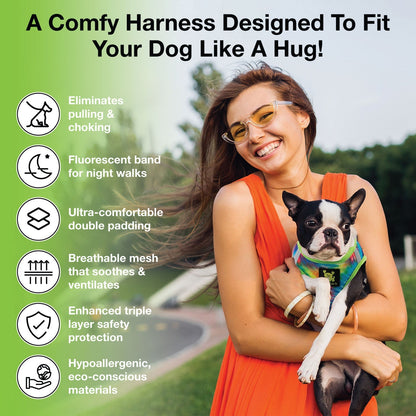 EcoBark Step In Dog Harness - Teacup & Small Breeds- Reflective Soft Mesh Harness for Teacup, Small Dogs and Puppies / Tie-dye