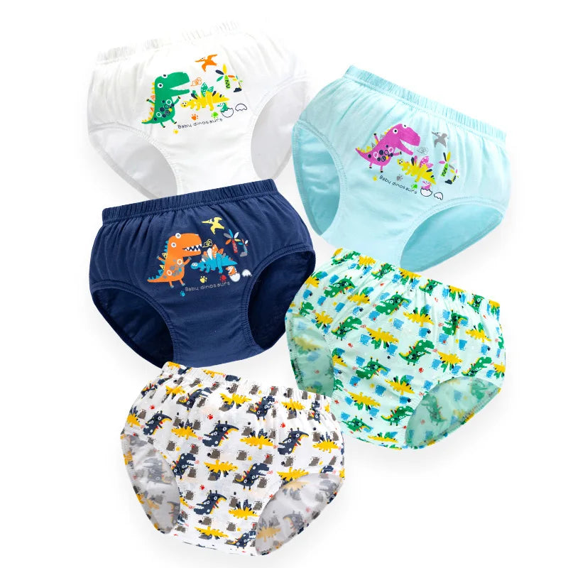 5 Pcs/Lot Boy Underwear Soft Cotton Briefs For Boys Dinosaur Cartoon Children Panties Breathable Kids Underpants Briefs Age 2-14