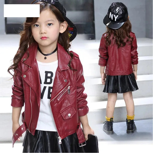 Pu Girls Teens Jackets Girl Kids Classic Collar Coats Teen Windbreaker Clothing Children's Outerwear 3-12 Years Girls Jackets
