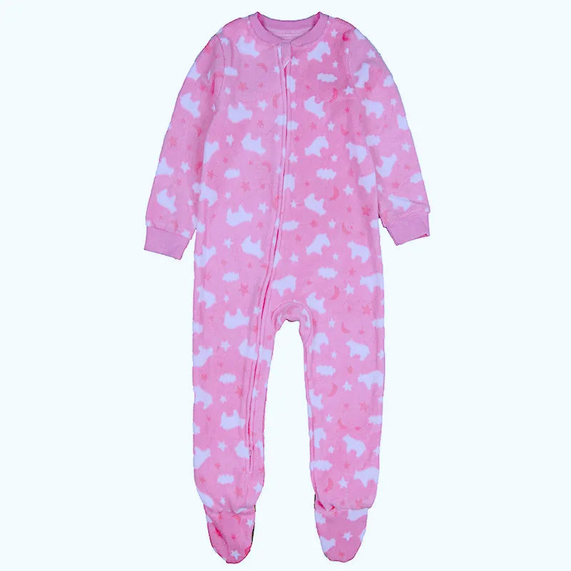 One-piece pajamas for children aged 3-10, pajamas for boys and girls, fleece one-piece suits, soft and warm.