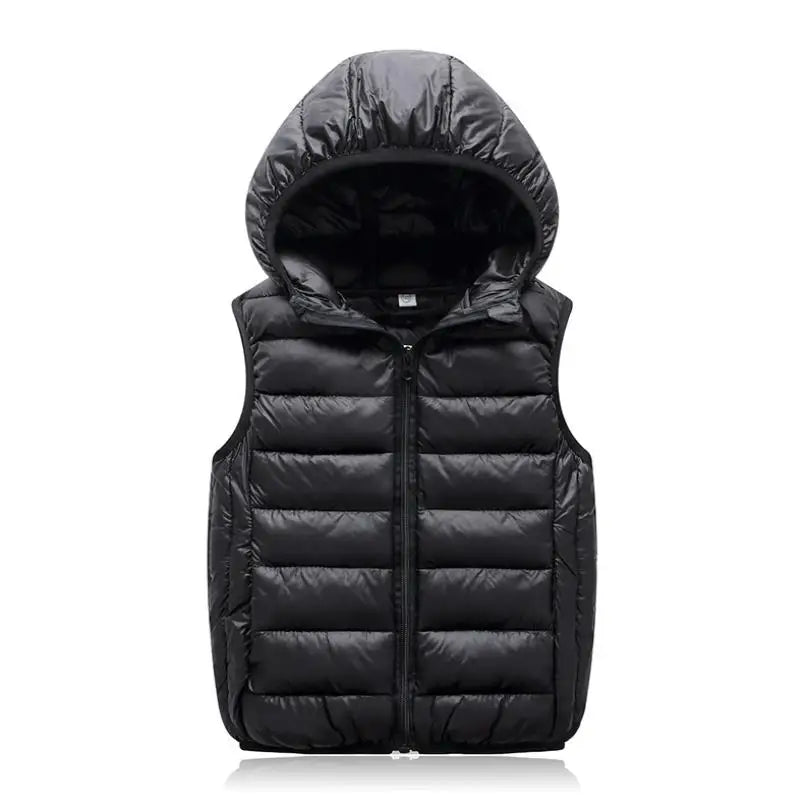 2025New Children Down Vest Girls Hooded Jacket Winter Waistcoats Boy Baby Autumn Outerwear Coats 3-12 Years Kids Warm Clothes