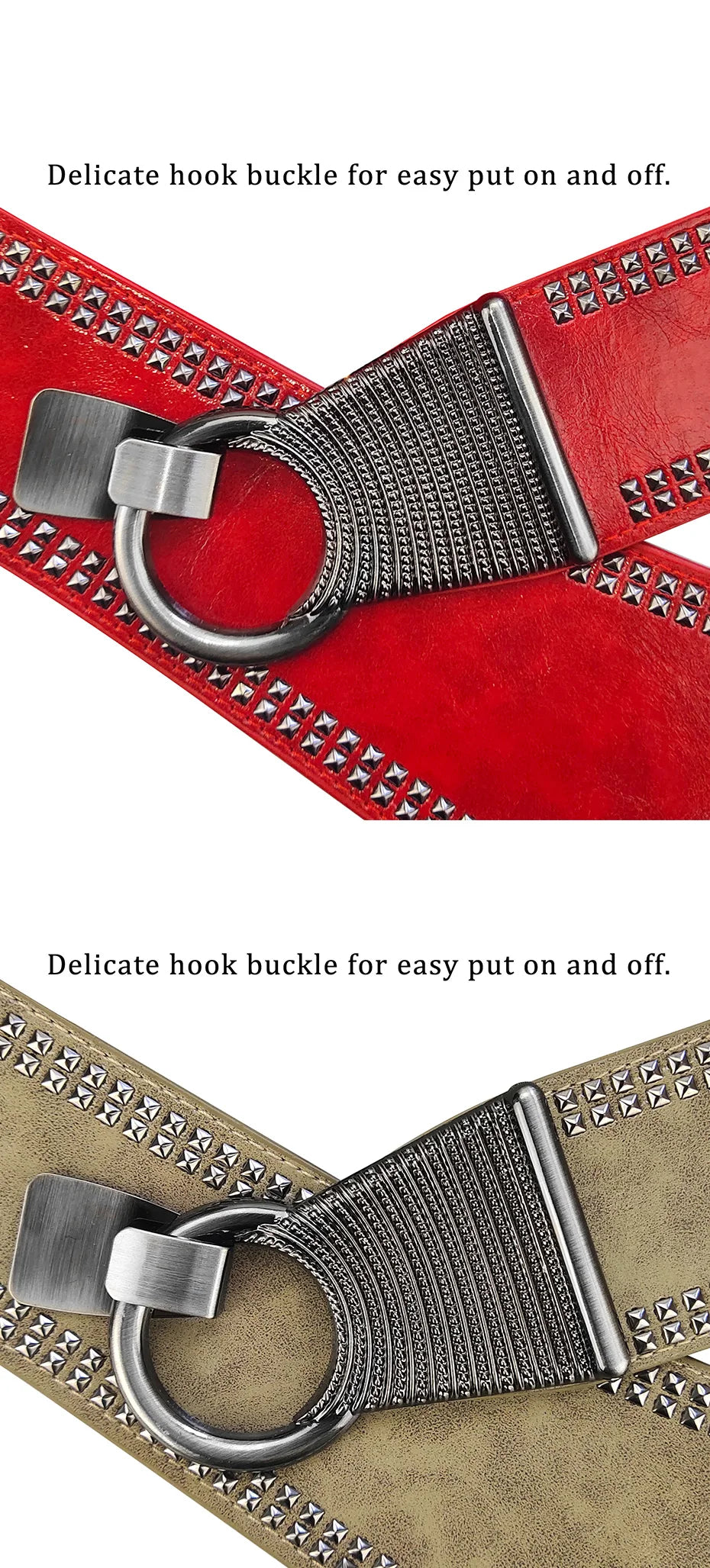 Maikun Fashion Punk Rocker Wide Belts for Women Elastic Wide European Style Women Belts Metal Round Buckle