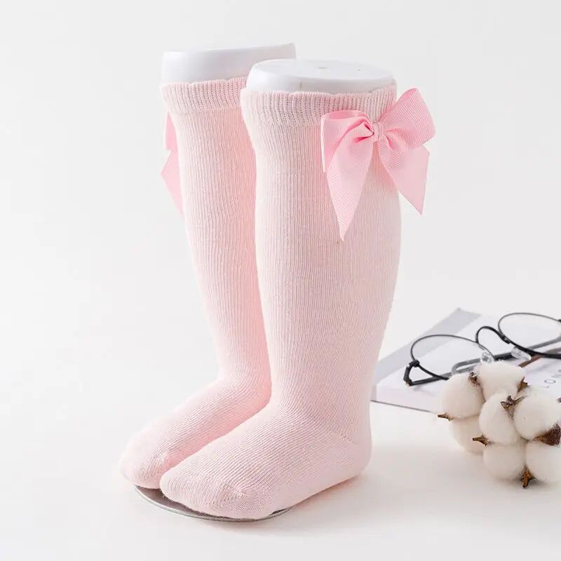 Kids Girls Socks With Bows Knee High Princess Socks For Girl Cute Newborn Baby Cotton Sock Long Tube Bow Children Socks
