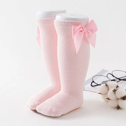 Kids Girls Socks With Bows Knee High Princess Socks For Girl Cute Newborn Baby Cotton Sock Long Tube Bow Children Socks
