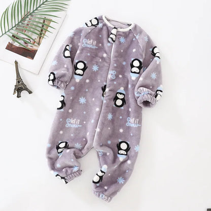 Baby Pajamas For Boys Girls Thick Warm Pajama Autumn Children Flannel Onesies Jumpsuits Winter Kids Cartoon Blanket Sleepwear