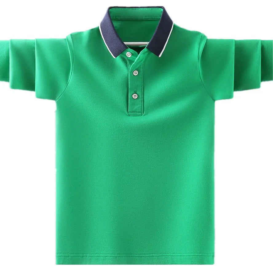 Kids Boys Polo Shirt Fashion Brand Design Children Casual Long Sleeve Tops For Teen Boy 4 6 8 10 12 14 Years Clothing