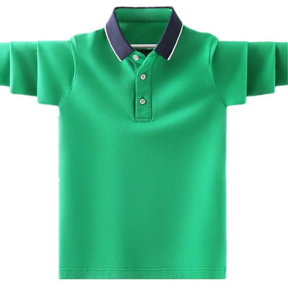Kids Boys Polo Shirt Fashion Brand Design Children Casual Long Sleeve Tops For Teen Boy 4 6 8 10 12 14 Years Clothing
