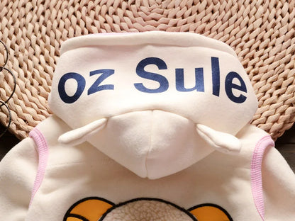Baby Boy Clothes 2023 Autumn Cotton Thick Warm Casual Hooded Sweater Winter Cartoon Cute Bear Three-Piece Baby Girl Suit 0-5Y