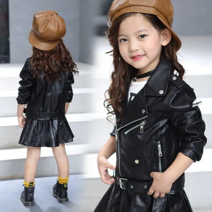 Pu Girls Teens Jackets Girl Kids Classic Collar Coats Teen Windbreaker Clothing Children's Outerwear 3-12 Years Girls Jackets