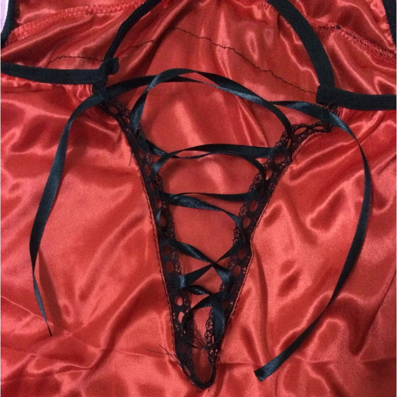 Women Sexy Lingerie Hot Porn Lace Dress+G-thongs Backless Bow Underwear Erotic Costume Exotic Apparel Uniform Lengerie Women