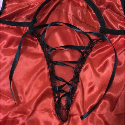 Women Sexy Lingerie Hot Porn Lace Dress+G-thongs Backless Bow Underwear Erotic Costume Exotic Apparel Uniform Lengerie Women