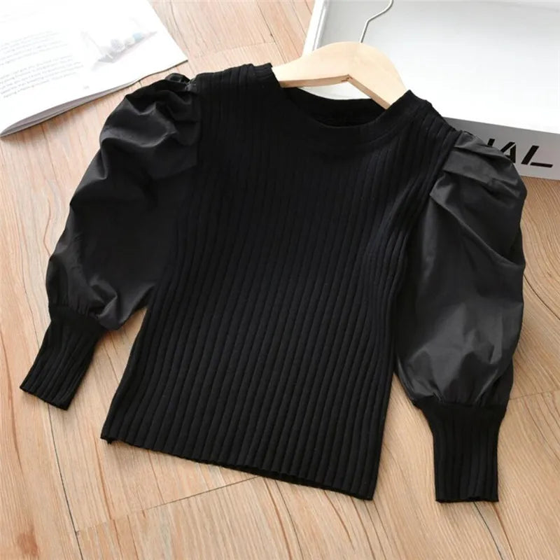 Fashion Kids Girls Blouse Puff Long Sleeve Girls Shirt White Blouse Tops Children Clothes Baby Toddler Teen School Princess A383